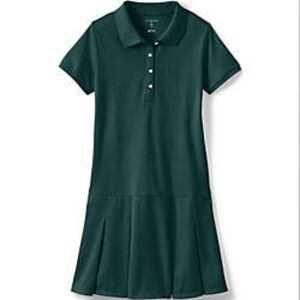 Lands End Girls Short Sleeve Polo Mesh Dress at Knee Size 12 - Dark Green